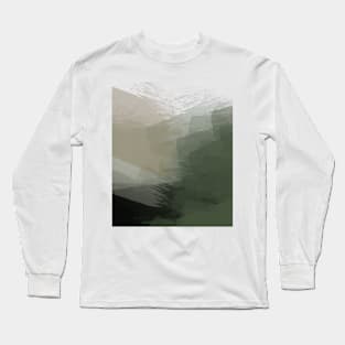 Nature Brown Green Modern Art Abstract Landscape Long Sleeve T-Shirt